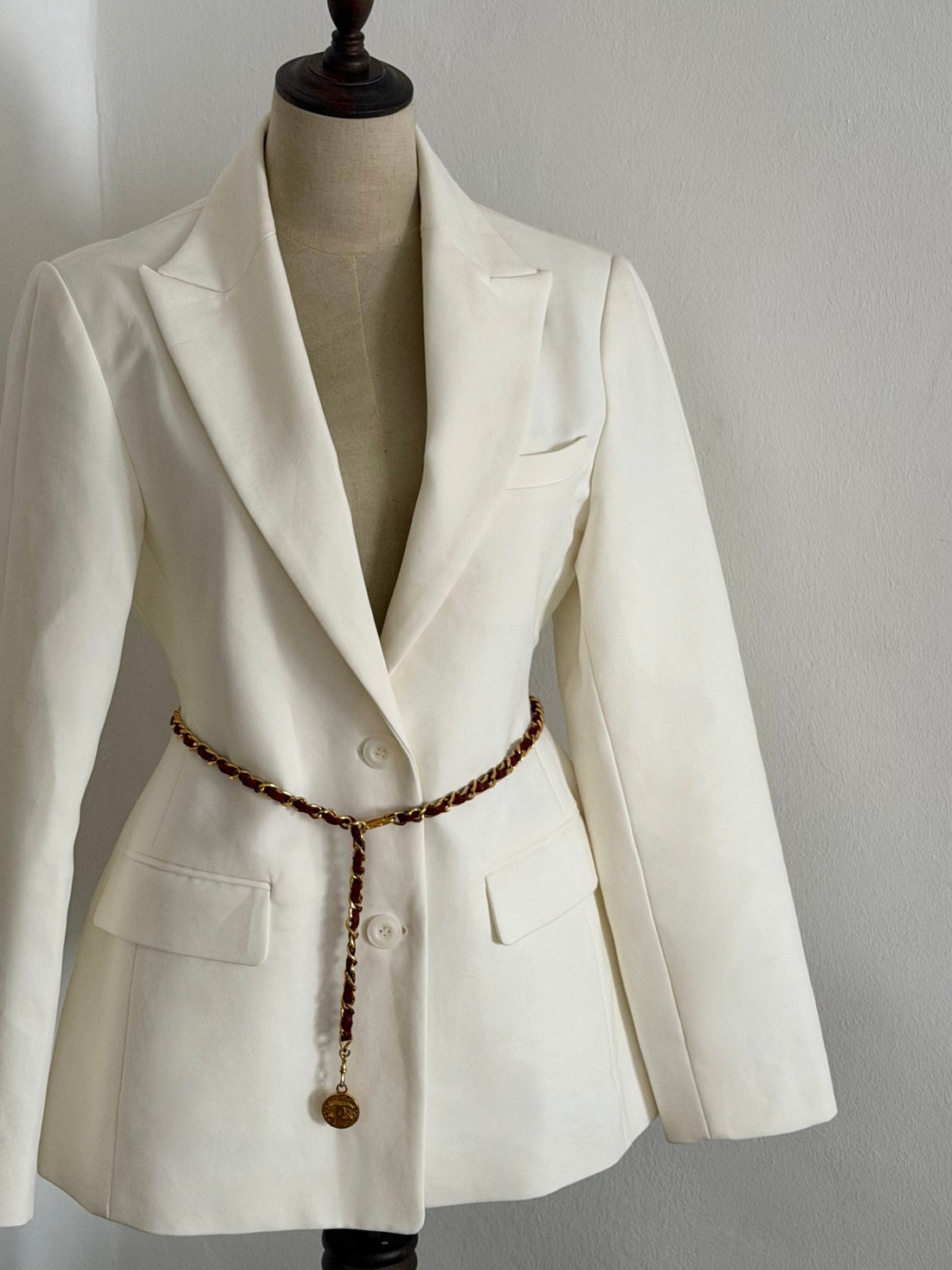 Chanel Vintage 1982 Coco CC Logo Red Leather Gold Tone Chain Belt