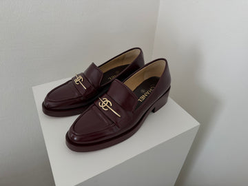 Chanel Burgundy Loafers, 38