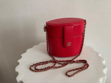 Chanel Red Quilted Vanity Bag