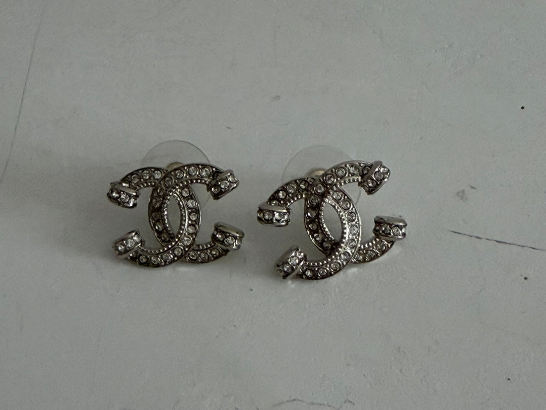 Chanel Strass CC Logo Earrings